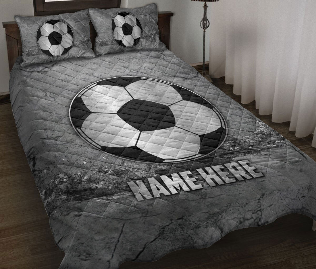 Ohaprints-Quilt-Bed-Set-Pillowcase-Soccer-Scratch-Gray-Pattern-Unique-Gifts-Custom-Personalized-Name-Blanket-Bedspread-Bedding-1730-Throw (55'' x 60'')