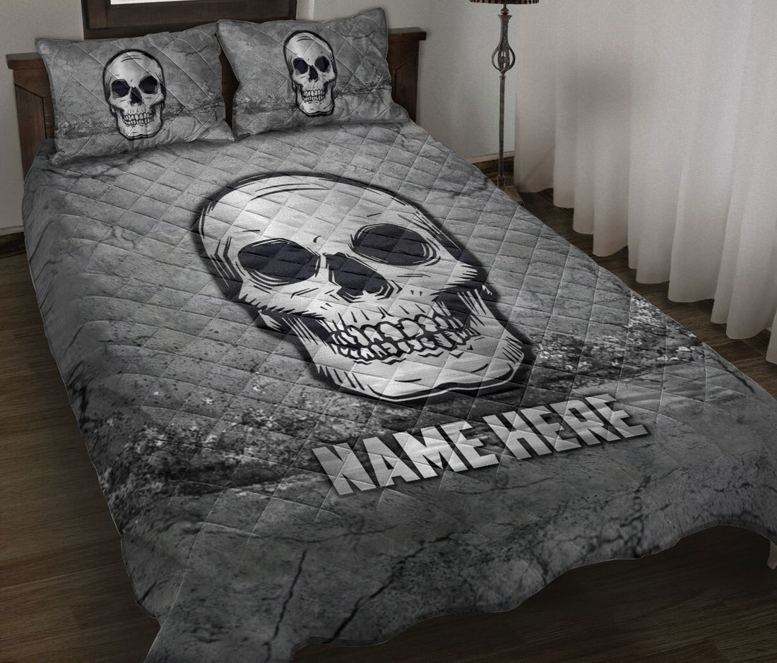 Ohaprints-Quilt-Bed-Set-Pillowcase-Skull-Scratch-Gray-Pattern-Unique-Gifts-Custom-Personalized-Name-Blanket-Bedspread-Bedding-2318-Throw (55'' x 60'')