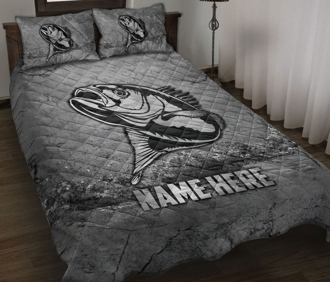 Ohaprints-Quilt-Bed-Set-Pillowcase-Fishing-Fisherman-Scratch-Gray-Pattern-Unique-Gifts-Custom-Personalized-Name-Blanket-Bedspread-Bedding-2911-Throw (55'' x 60'')