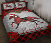 Ohaprints-Quilt-Bed-Set-Pillowcase-Christmas-Red-Plaid-Horse-Santa-Hat-Custom-Personalized-Name-Blanket-Bedspread-Bedding-3637-Throw (55&#39;&#39; x 60&#39;&#39;)