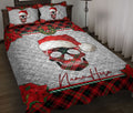 Ohaprints-Quilt-Bed-Set-Pillowcase-Christmas-Red-Plaid-Skull-Santa-Hat-Custom-Personalized-Name-Blanket-Bedspread-Bedding-3690-Throw (55'' x 60'')