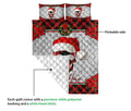 Ohaprints-Quilt-Bed-Set-Pillowcase-Christmas-Red-Plaid-Skull-Santa-Hat-Custom-Personalized-Name-Blanket-Bedspread-Bedding-3690-Queen (80'' x 90'')