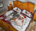 Ohaprints-Quilt-Bed-Set-Pillowcase-Christmas-Red-Plaid-Pitbull-Snowflakes-Xmas-Custom-Personalized-Name-Blanket-Bedspread-Bedding-3734-King (90'' x 100'')