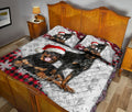 Ohaprints-Quilt-Bed-Set-Pillowcase-Christmas-Red-Plaid-Rottweiler-Snowflakes-Custom-Personalized-Name-Blanket-Bedspread-Bedding-3737-King (90'' x 100'')