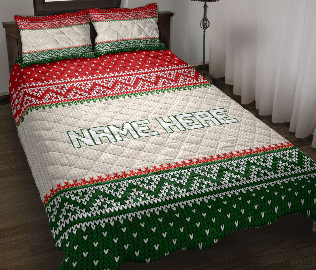 Ohaprints-Quilt-Bed-Set-Pillowcase-Christmas-Ugly-Sweater-Pattern-Xmas-Holiday-Custom-Personalized-Name-Blanket-Bedspread-Bedding-3646-Throw (55'' x 60'')