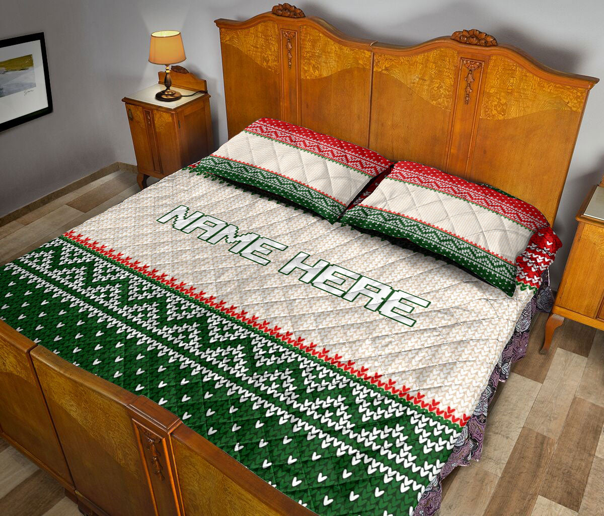 Ohaprints-Quilt-Bed-Set-Pillowcase-Christmas-Ugly-Sweater-Pattern-Xmas-Holiday-Custom-Personalized-Name-Blanket-Bedspread-Bedding-3646-King (90'' x 100'')