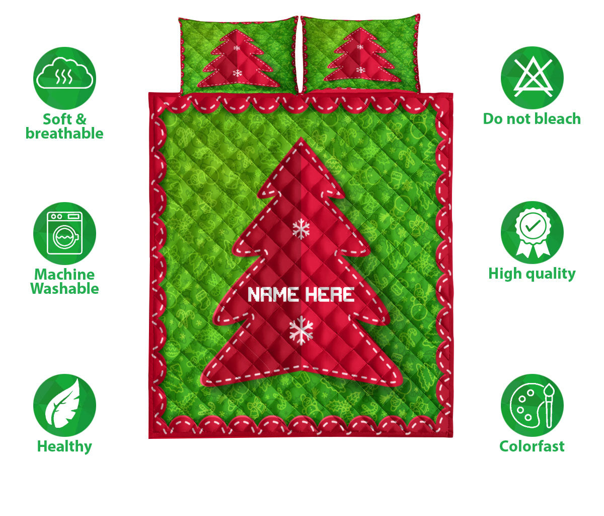 Ohaprints-Quilt-Bed-Set-Pillowcase-Christmas-Tree-Red-Folded-Label-Xmas-Custom-Personalized-Name-Blanket-Bedspread-Bedding-3649-Double (70'' x 80'')