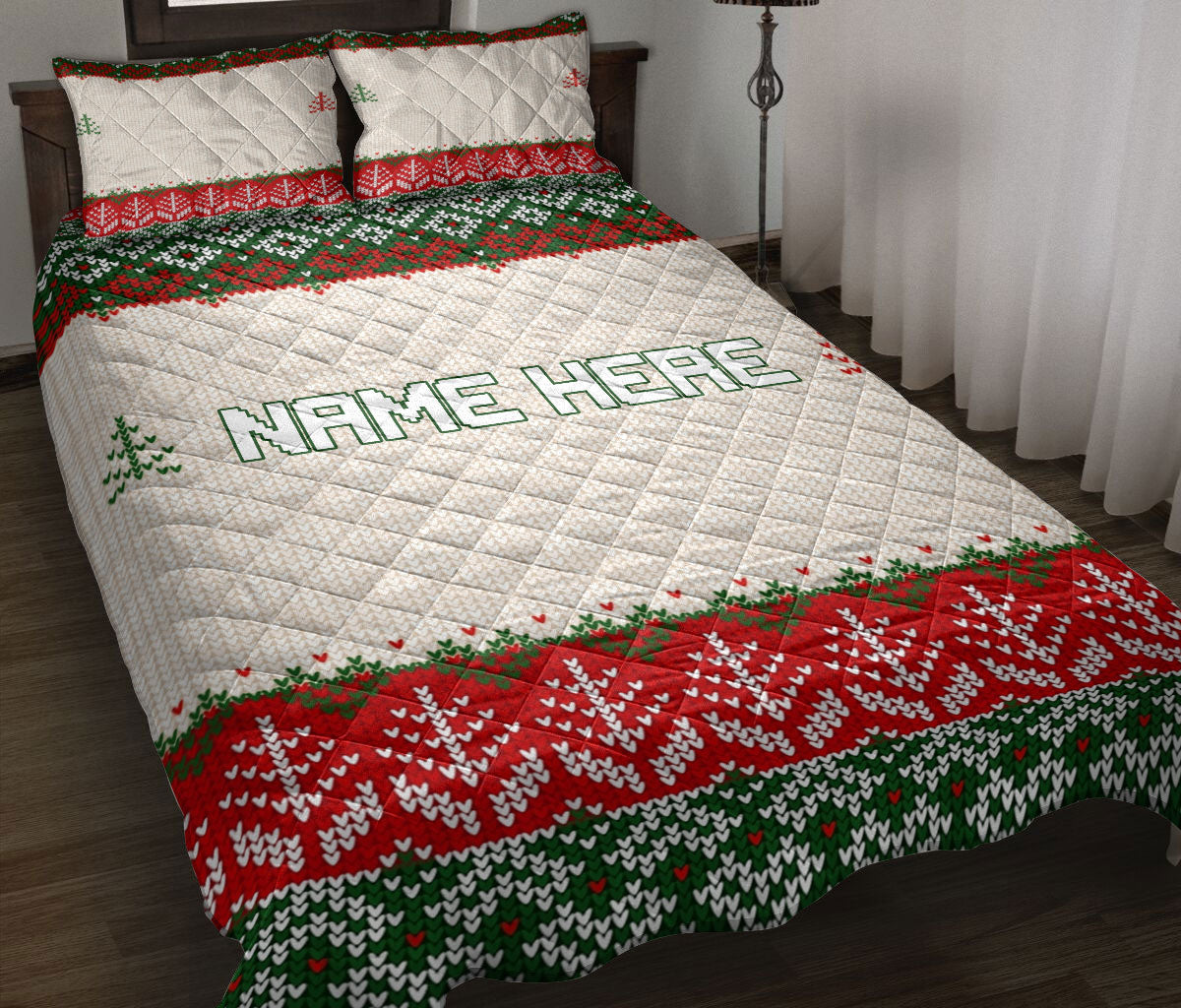 Ohaprints-Quilt-Bed-Set-Pillowcase-Christmas-Ugly-Sweater-Pattern-Invite-Custom-Personalized-Name-Blanket-Bedspread-Bedding-3650-Throw (55'' x 60'')