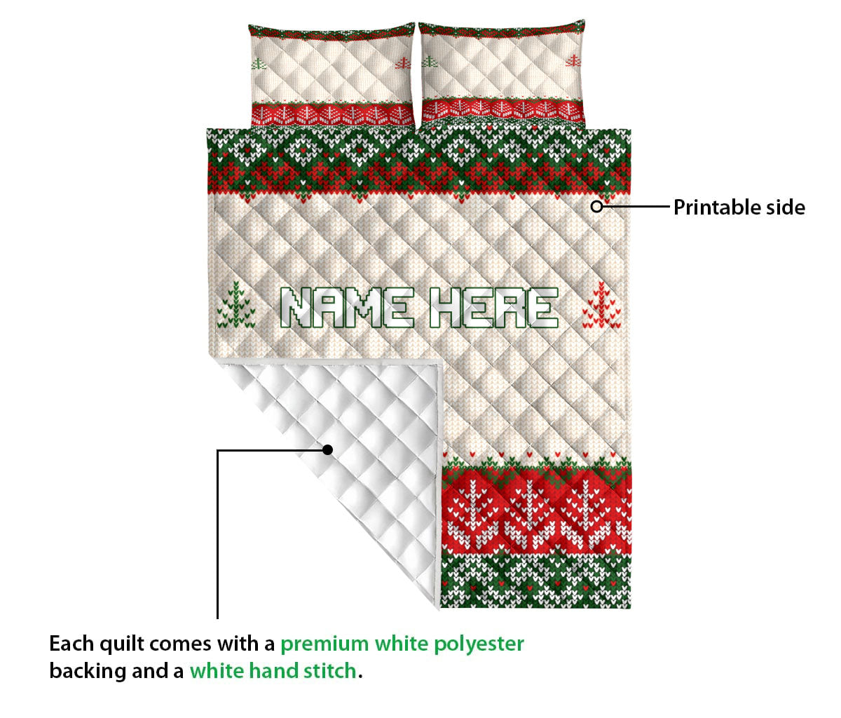 Ohaprints-Quilt-Bed-Set-Pillowcase-Christmas-Ugly-Sweater-Pattern-Invite-Custom-Personalized-Name-Blanket-Bedspread-Bedding-3650-Queen (80'' x 90'')