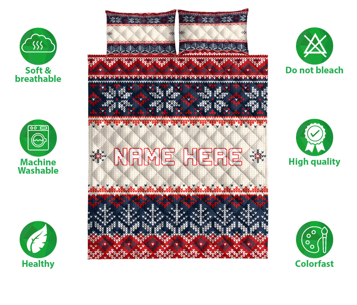 Ohaprints-Quilt-Bed-Set-Pillowcase-Christmas-Ugly-Sweater-Pattern-Holiday-Custom-Personalized-Name-Blanket-Bedspread-Bedding-3653-Double (70'' x 80'')