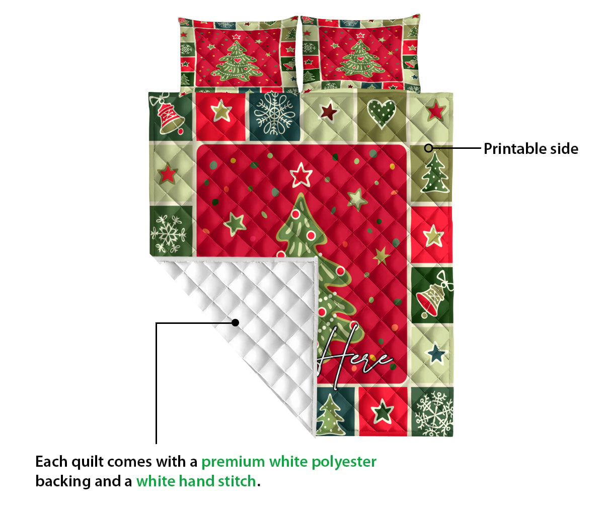 Ohaprints-Quilt-Bed-Set-Pillowcase-Christmas-Patchwork-Xmas-Tree-Winter-Custom-Personalized-Name-Blanket-Bedspread-Bedding-3654-Queen (80'' x 90'')