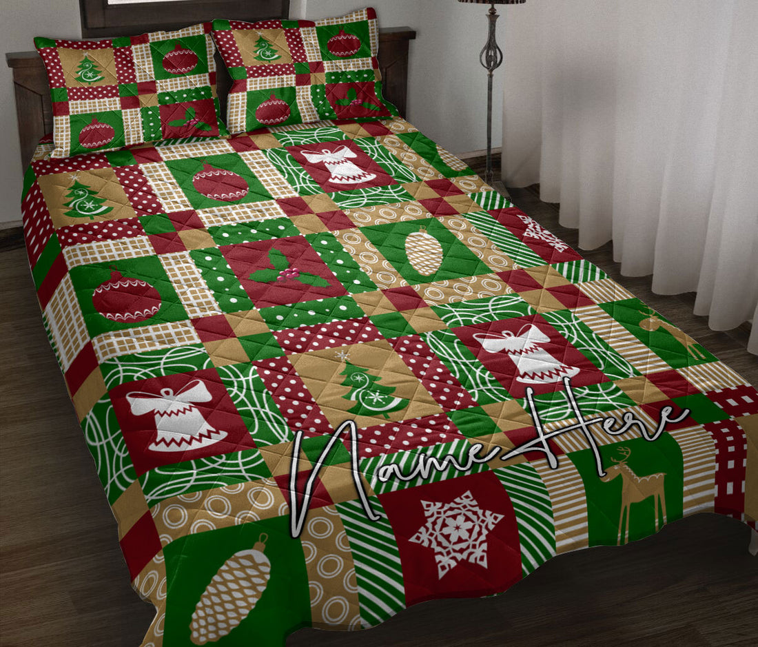 Ohaprints-Quilt-Bed-Set-Pillowcase-Christmas-Patchwork-Xmas-Winter-Vintage-Custom-Personalized-Name-Blanket-Bedspread-Bedding-3657-Throw (55'' x 60'')