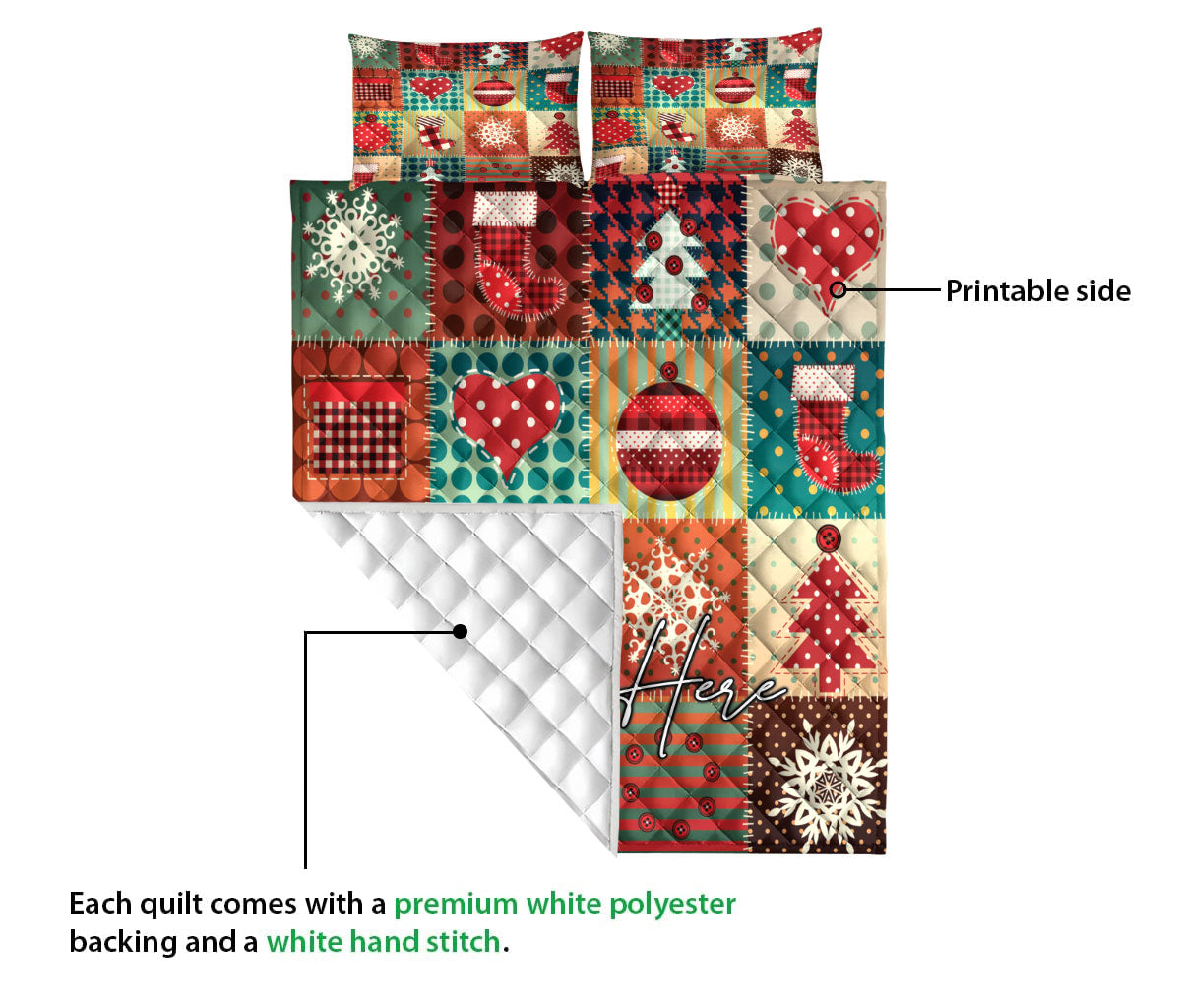 Ohaprints-Quilt-Bed-Set-Pillowcase-Cozy-Christmas-Patchwork-Xmas-Winter-Custom-Personalized-Name-Blanket-Bedspread-Bedding-3659-Queen (80'' x 90'')