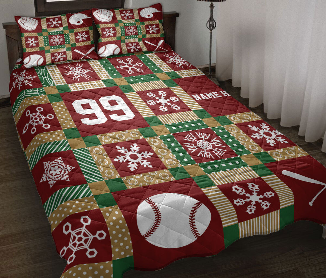 Ohaprints-Quilt-Bed-Set-Pillowcase-Christmas-Patchwork-Baseball-Pattern-Xmas-Custom-Personalized-Name-Number-Blanket-Bedspread-Bedding-3231-Throw (55'' x 60'')