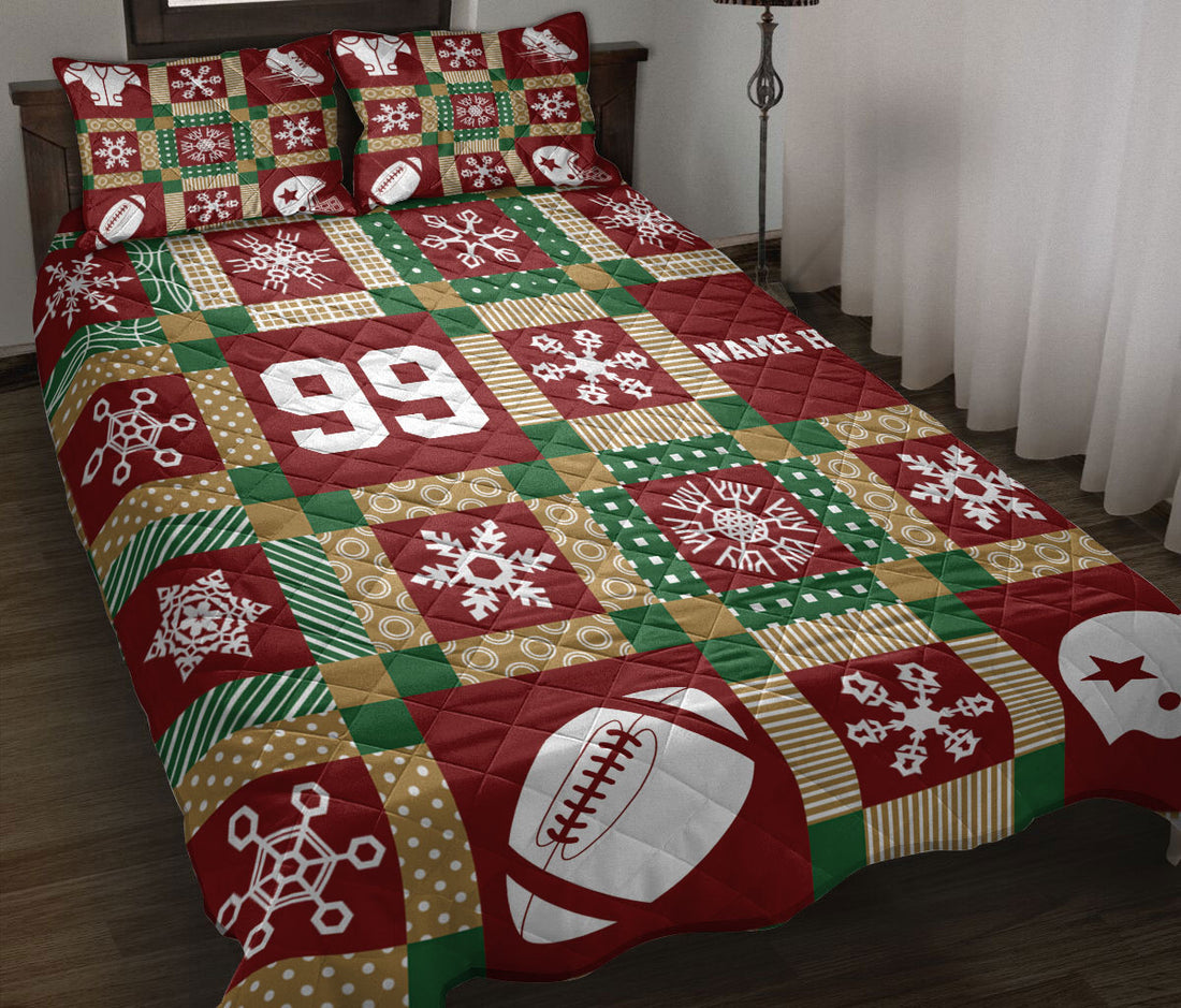 Ohaprints-Quilt-Bed-Set-Pillowcase-Christmas-Patchwork-Football-Pattern-Xmas-Custom-Personalized-Name-Number-Blanket-Bedspread-Bedding-3168-Throw (55'' x 60'')