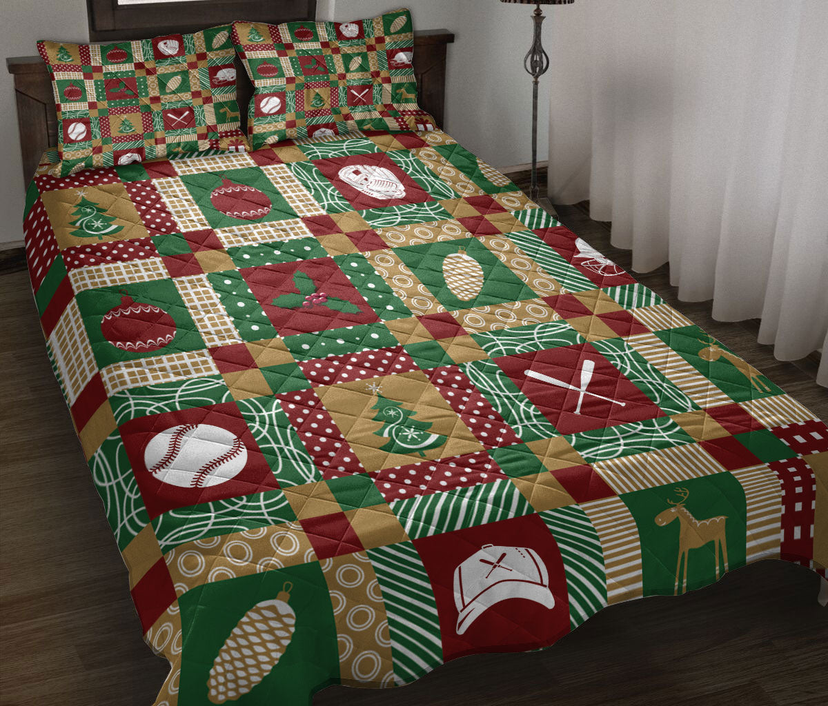 Ohaprints-Quilt-Bed-Set-Pillowcase-Christmas-Baseball-Patchwork-Xmas-Winter-Holiday-Blanket-Bedspread-Bedding-3232-Throw (55'' x 60'')