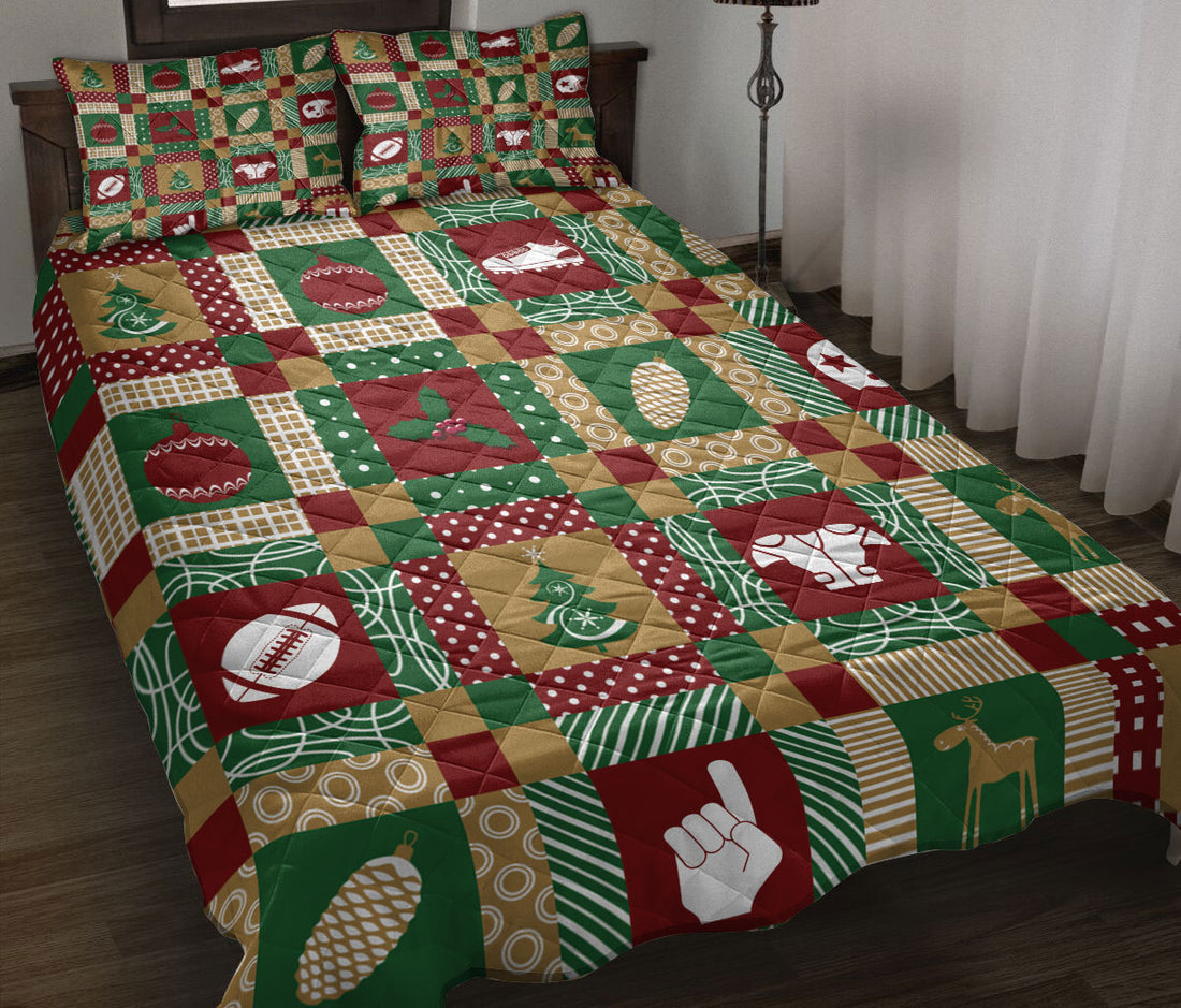 Ohaprints-Quilt-Bed-Set-Pillowcase-Christmas-American-Football-Patchwork-Xmas-Winter-Holiday-Blanket-Bedspread-Bedding-3169-Throw (55'' x 60'')