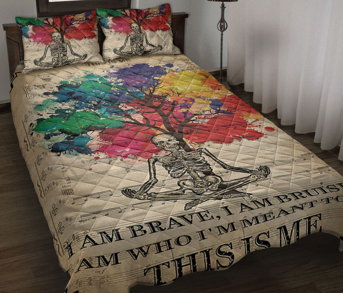 Ohaprints-Quilt-Bed-Set-Pillowcase-Skull-Music-Sheet-This-Is-Me-Colorful-Tree-Skeleton-Blanket-Bedspread-Bedding-2085-Throw (55'' x 60'')