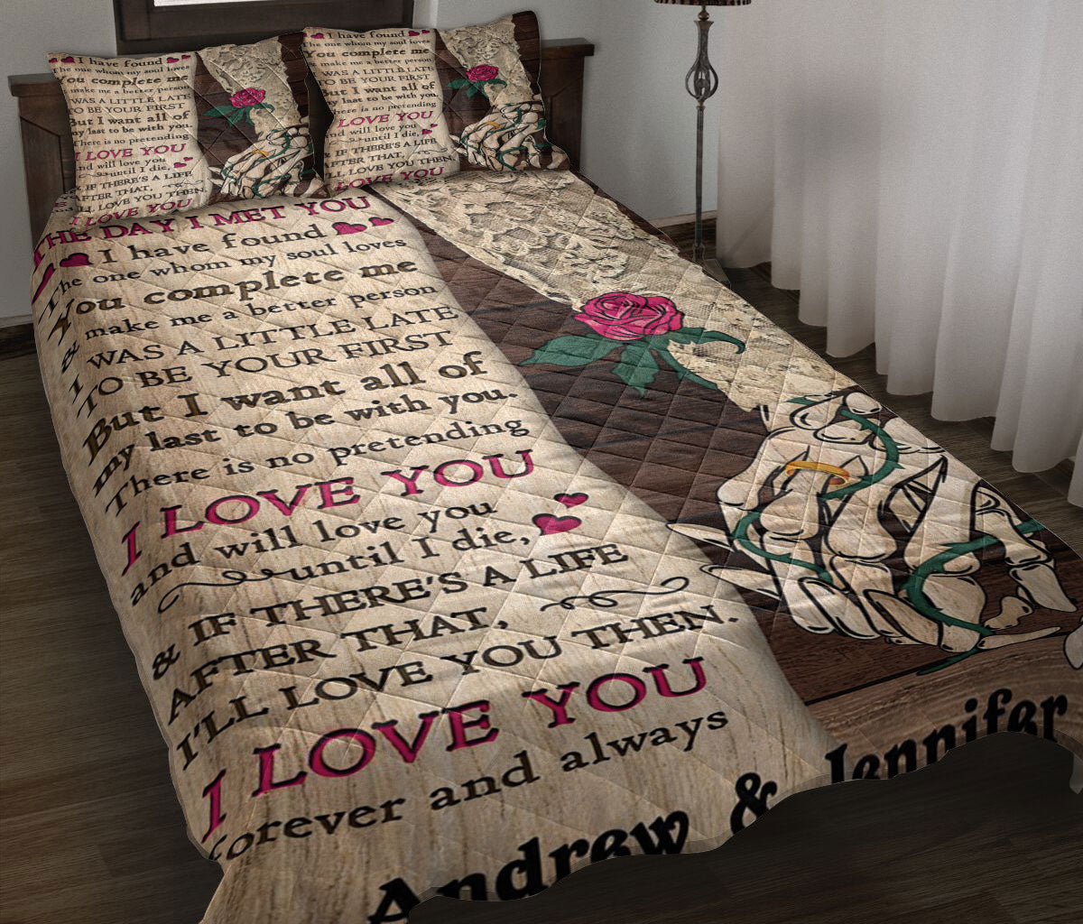 Ohaprints-Quilt-Bed-Set-Pillowcase-Skull-Couple-Skeleton-Couple-The-Day-I-Met-Custom-Personalized-Name-Blanket-Bedspread-Bedding-1505-Throw (55'' x 60'')