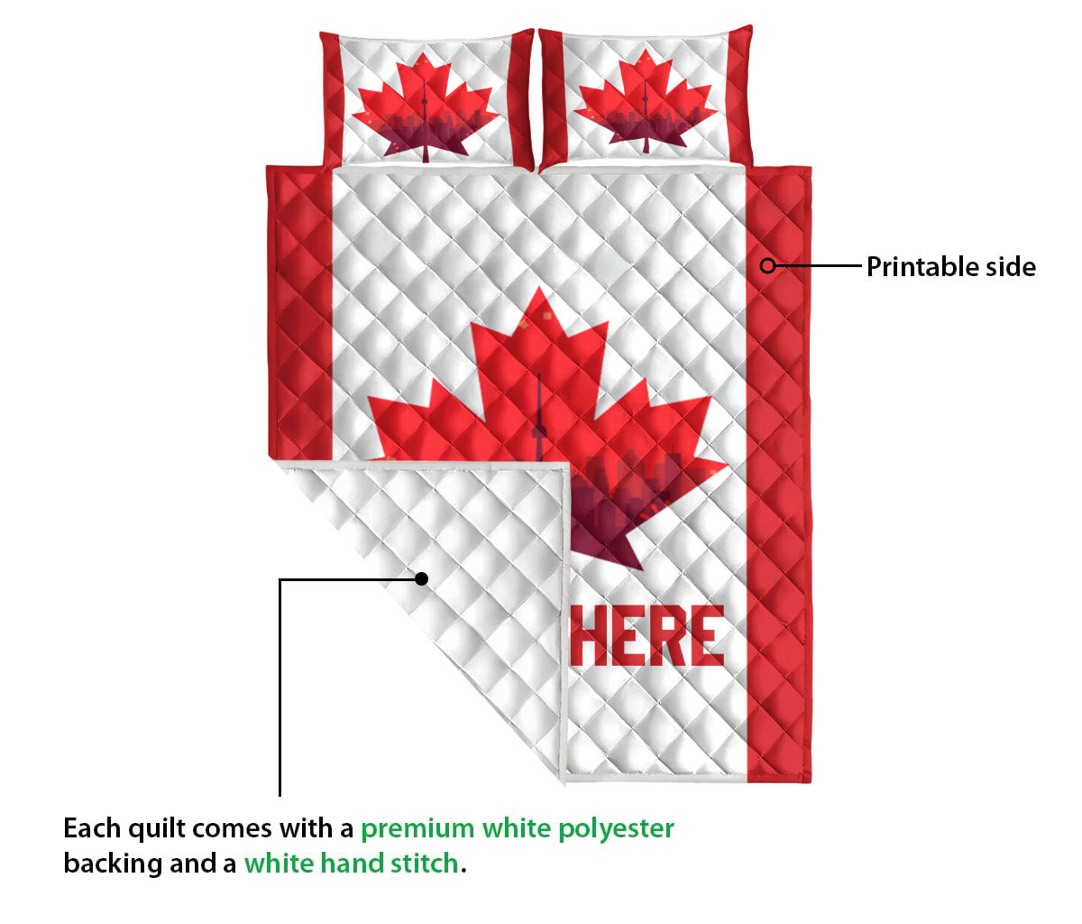 Ohaprints-Quilt-Bed-Set-Pillowcase-Canadian-Flag-Happy-Canada-Day-Canada-Flag-Custom-Personalized-Name-Blanket-Bedspread-Bedding-568-Queen (80'' x 90'')