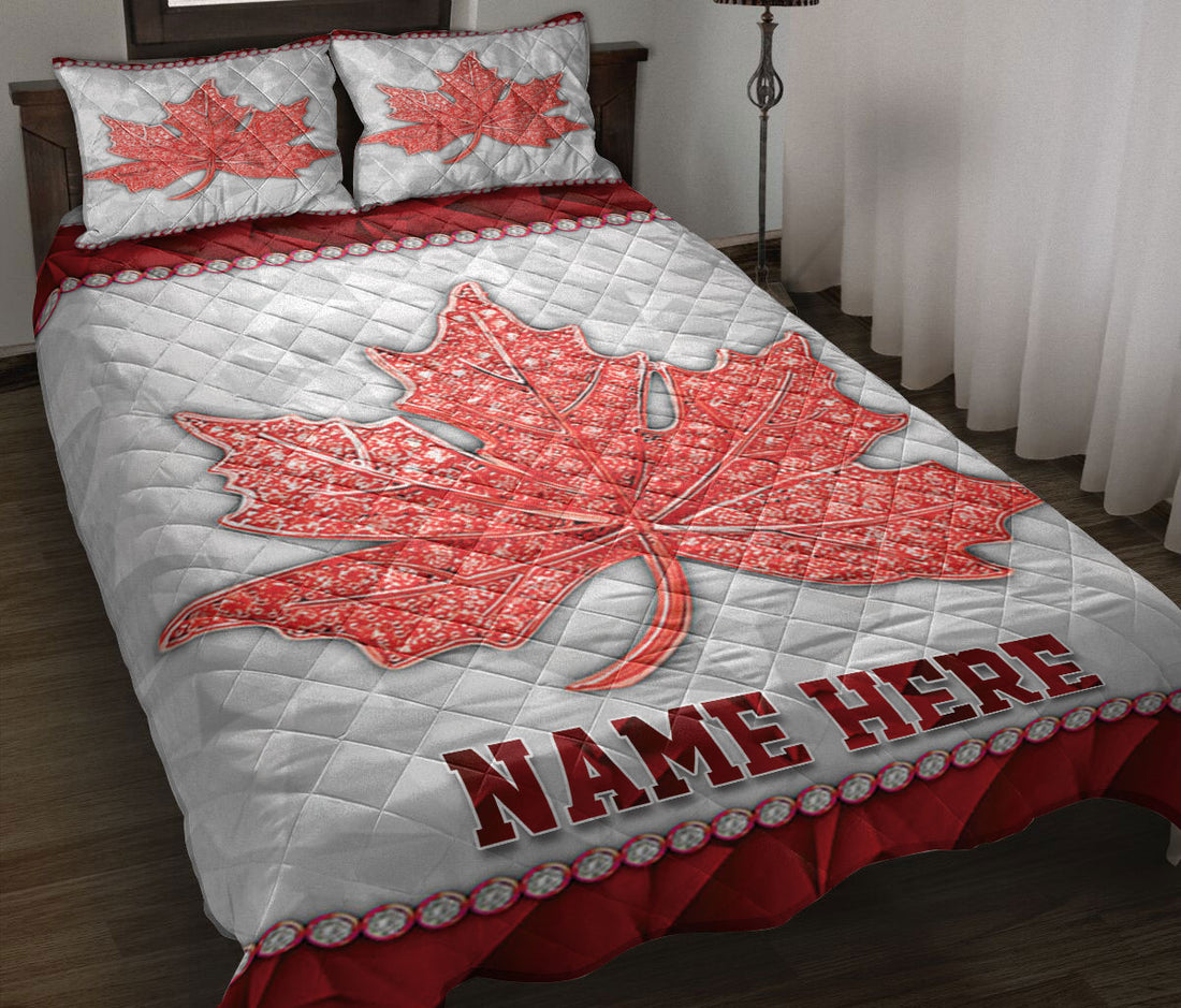 Ohaprints-Quilt-Bed-Set-Pillowcase-Canadian-Flag-Maple-Leaf-Canana-Flag-Custom-Personalized-Name-Blanket-Bedspread-Bedding-2922-Throw (55'' x 60'')