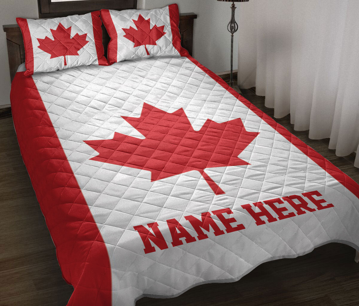 Ohaprints-Quilt-Bed-Set-Pillowcase-Canadian-Flag-Canada-Flag-Maple-Leaf-Custom-Personalized-Name-Blanket-Bedspread-Bedding-1157-Throw (55'' x 60'')
