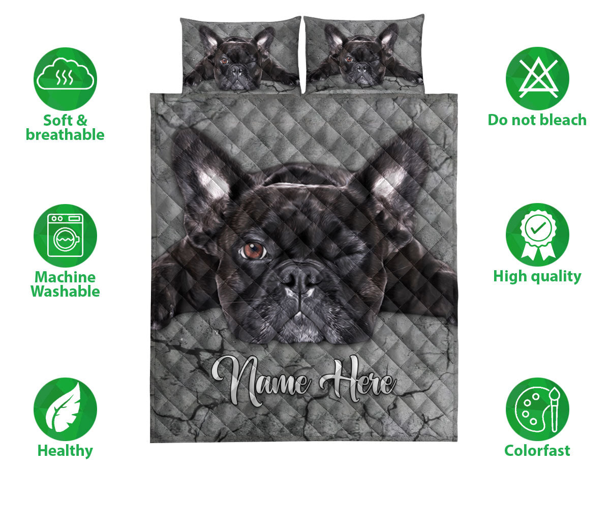 Ohaprints-Quilt-Bed-Set-Pillowcase-French-Bulldog-Crack-Gray-Sliver-Pattern-Custom-Personalized-Name-Blanket-Bedspread-Bedding-2340-Double (70'' x 80'')