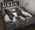 Ohaprints-Quilt-Bed-Set-Pillowcase-Boston-Terrier-Dog-Crack-Gray-Sliver-Pattern-Custom-Personalized-Name-Blanket-Bedspread-Bedding-1752-Throw (55'' x 60'')