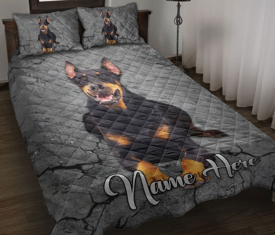 Ohaprints-Quilt-Bed-Set-Pillowcase-Dobermann-Pinscher-Dog-Crack-Gray-Sliver-Pattern-Custom-Personalized-Name-Blanket-Bedspread-Bedding-2342-Throw (55'' x 60'')