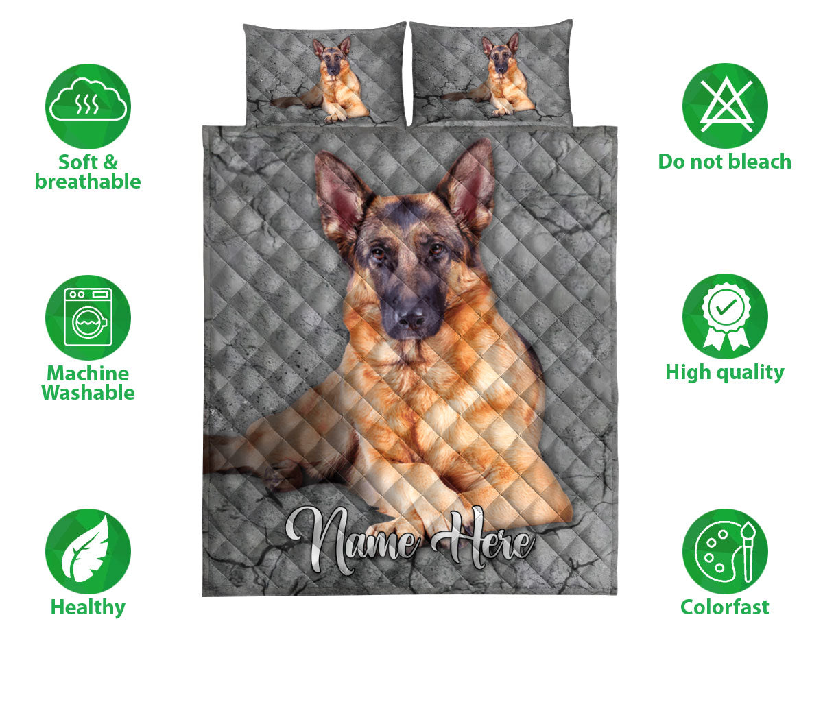 Ohaprints-Quilt-Bed-Set-Pillowcase-German-Shepherd-Dog-Crack-Gray-Sliver-Pattern-Custom-Personalized-Name-Blanket-Bedspread-Bedding-582-Double (70'' x 80'')