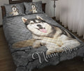 Ohaprints-Quilt-Bed-Set-Pillowcase-Husky-Sibir-Crack-Gray-Sliver-Pattern-Custom-Personalized-Name-Blanket-Bedspread-Bedding-1754-Throw (55'' x 60'')