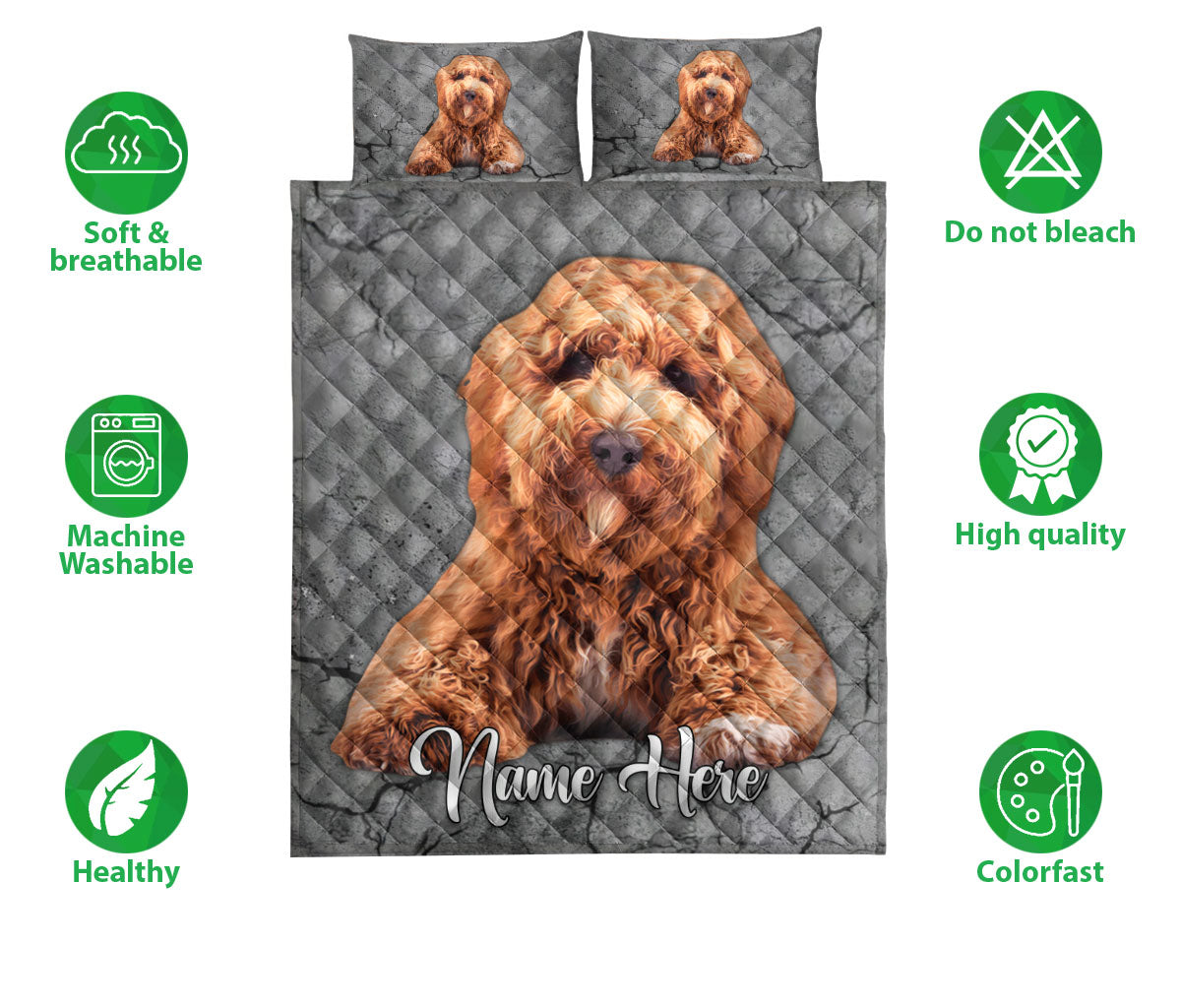 Ohaprints-Quilt-Bed-Set-Pillowcase-Poodle-Dog-Crack-Gray-Sliver-Pattern-Custom-Personalized-Name-Blanket-Bedspread-Bedding-2936-Double (70'' x 80'')