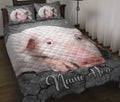 Ohaprints-Quilt-Bed-Set-Pillowcase-Pig-Pet-Farm-Animal-Crack-Gray-Sliver-Pattern-Custom-Personalized-Name-Blanket-Bedspread-Bedding-1756-Throw (55'' x 60'')