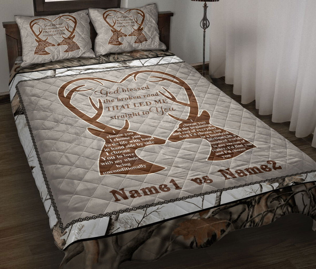 Ohaprints-Quilt-Bed-Set-Pillowcase-Buck-Doe-Deer-Couple-I-Choose-You-Hunting-Deer-Horn-Custom-Personalized-Name-Blanket-Bedspread-Bedding-2096-Throw (55'' x 60'')