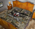 Ohaprints-Quilt-Bed-Set-Pillowcase-Deer-Hunter-Hunting-Camo-Camouflage-Pattern-Us-Flag-Custom-Personalized-Name-Blanket-Bedspread-Bedding-2097-Queen (80'' x 90'')