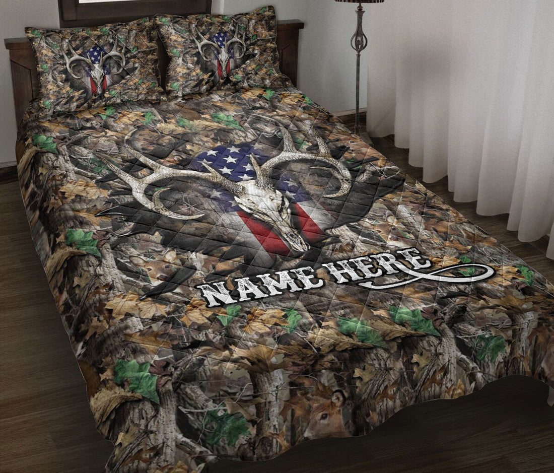 Ohaprints-Quilt-Bed-Set-Pillowcase-Deer-Hunting-Camo-Camouflage-Pattern-Deer-Hunter-Custom-Personalized-Name-Blanket-Bedspread-Bedding-2692-Throw (55'' x 60'')