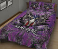 Ohaprints-Quilt-Bed-Set-Pillowcase-Deer-Hunting-Purple-Camouflage-Pattern-Us-Flag-Hunter-Custom-Personalized-Name-Blanket-Bedspread-Bedding-1513-King (90'' x 100'')