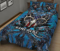 Ohaprints-Quilt-Bed-Set-Pillowcase-Deer-Hunting-Blue-Camouflage-Pattern-Us-Flag-Hunter-Custom-Personalized-Name-Blanket-Bedspread-Bedding-2098-King (90'' x 100'')