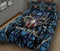 Ohaprints-Quilt-Bed-Set-Pillowcase-Deer-Hunter-Hunting-Blue-Camouflage-Pattern-Us-Flag-Custom-Personalized-Name-Blanket-Bedspread-Bedding-342-King (90'' x 100'')