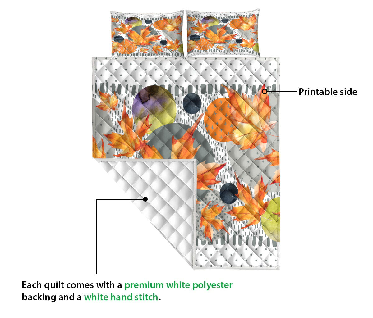 Ohaprints-Quilt-Bed-Set-Pillowcase-Fall-Maple-Leaf-Autumn-Leaves-Autumn-Thanksgiving-Autumn-Harvest-Leaves-Blanket-Bedspread-Bedding-3259-Queen (80'' x 90'')