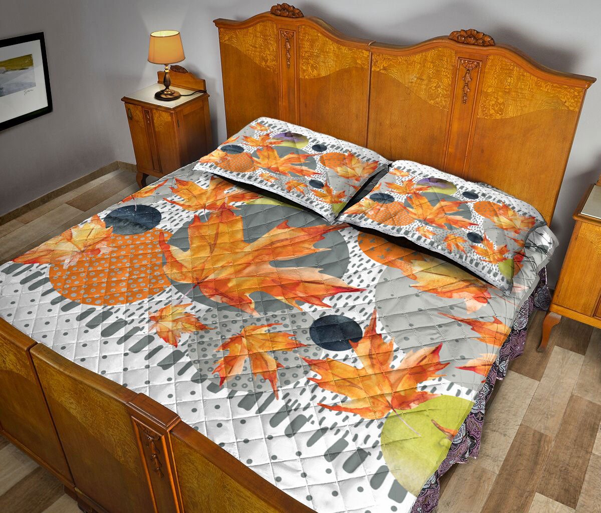 Ohaprints-Quilt-Bed-Set-Pillowcase-Fall-Maple-Leaf-Autumn-Leaves-Autumn-Thanksgiving-Autumn-Harvest-Leaves-Blanket-Bedspread-Bedding-3259-King (90'' x 100'')