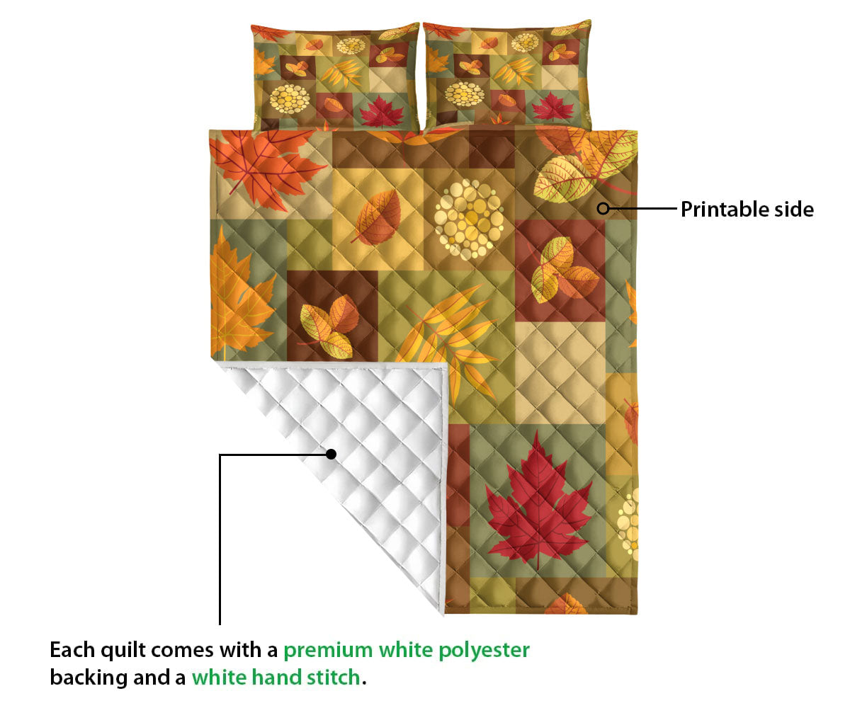 Ohaprints-Quilt-Bed-Set-Pillowcase-Autumn-Leaves-Patchwork-Maple-Leaf-Autumn-Thanksgiving-Autumn-Harvest-Leaves-Blanket-Bedspread-Bedding-3261-Queen (80'' x 90'')