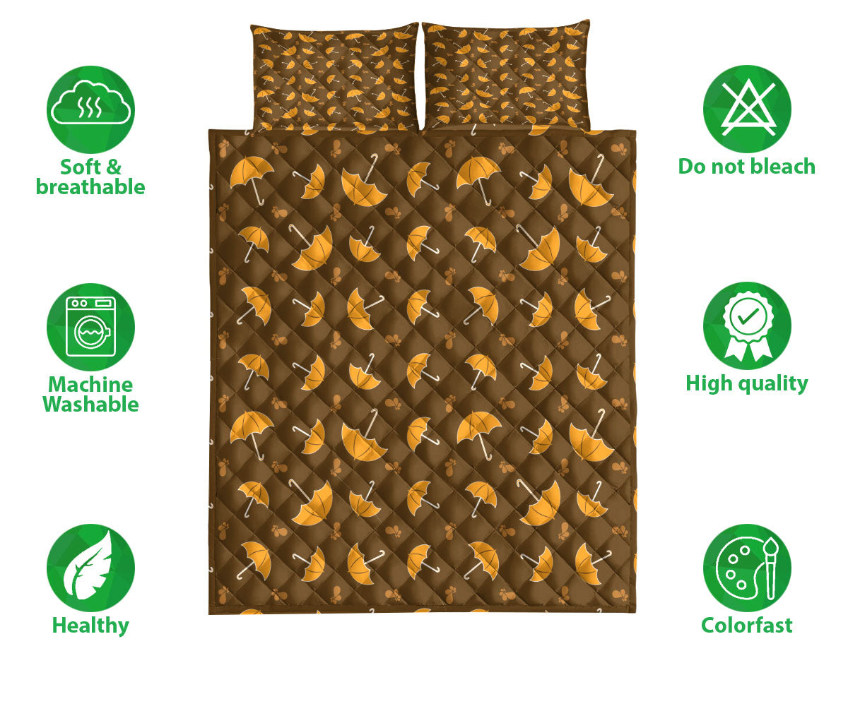 Ohaprints-Quilt-Bed-Set-Pillowcase-Fall-Autumn-Orange-Umbrellas-Water-Drops-Composed-Randomly-Pattern-Blanket-Bedspread-Bedding-3265-Double (70'' x 80'')