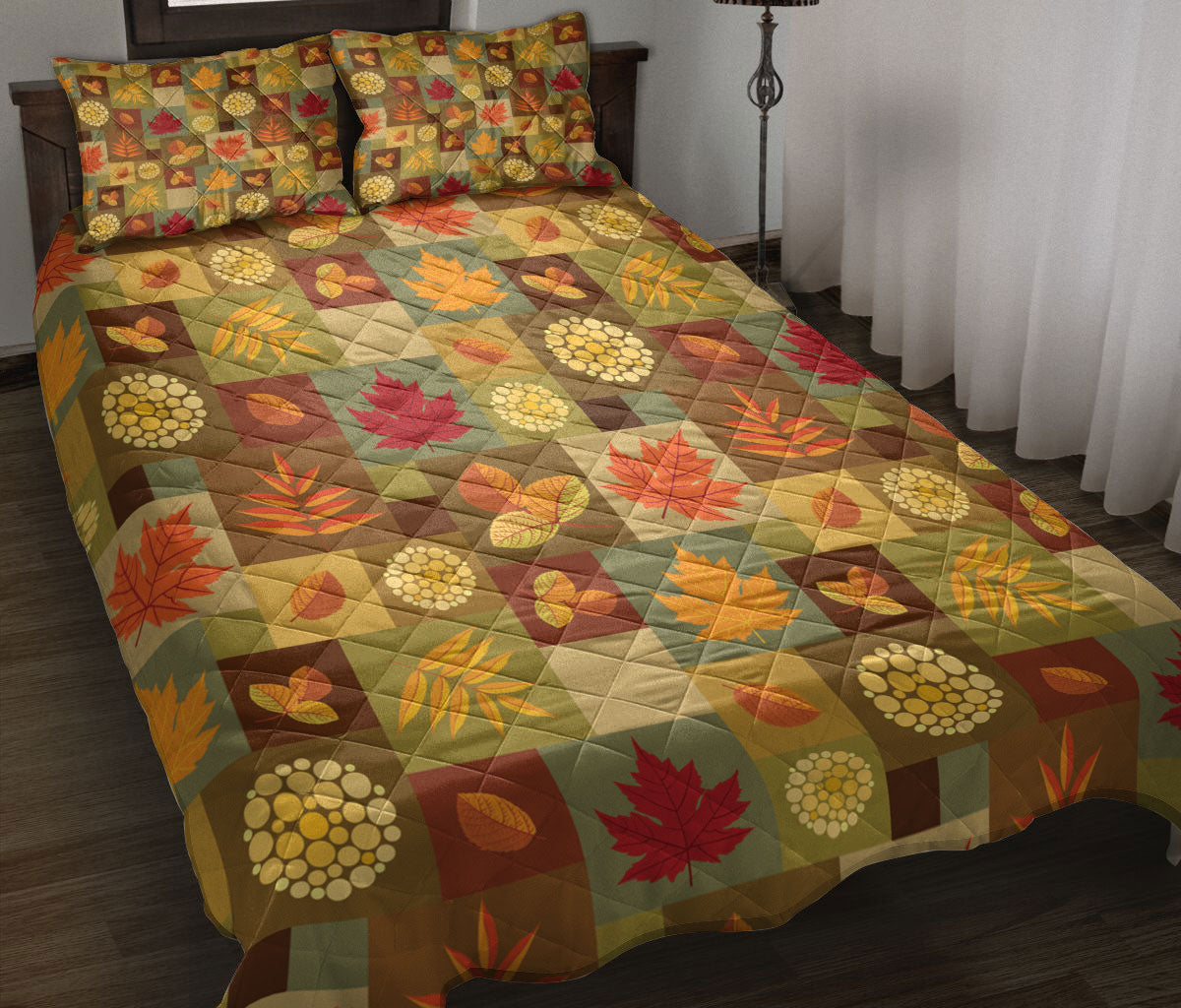 Ohaprints-Quilt-Bed-Set-Pillowcase-Autumn-Leaves-Patchwork-Maple-Leaf-Autumn-Harvest-Leaves-Autumn-Thanksgivin-Blanket-Bedspread-Bedding-3266-Throw (55'' x 60'')
