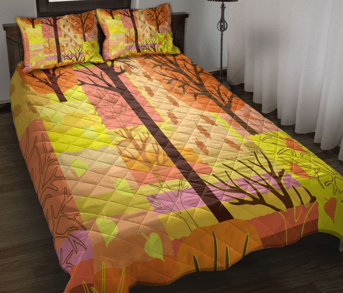 Ohaprints-Quilt-Bed-Set-Pillowcase-Autumn-Fall-With-Trees-Leaves-Patchwork-Autumn-Harves-Leaves-Autumn-Blanket-Bedspread-Bedding-3271-Throw (55'' x 60'')