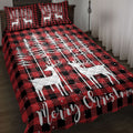 Ohaprints-Quilt-Bed-Set-Pillowcase-Merry-Christmas-New-Year-Christmas-Tree-With-Deer-Red-Buffalo-Plaid-Blanket-Bedspread-Bedding-4158-Throw (55'' x 60'')