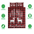 Ohaprints-Quilt-Bed-Set-Pillowcase-Merry-Christmas-New-Year-Christmas-Tree-With-Deer-Red-Buffalo-Plaid-Blanket-Bedspread-Bedding-4158-Double (70'' x 80'')