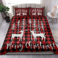 Ohaprints-Quilt-Bed-Set-Pillowcase-Merry-Christmas-New-Year-Christmas-Tree-With-Deer-Red-Buffalo-Plaid-Blanket-Bedspread-Bedding-4158-King (90'' x 100'')