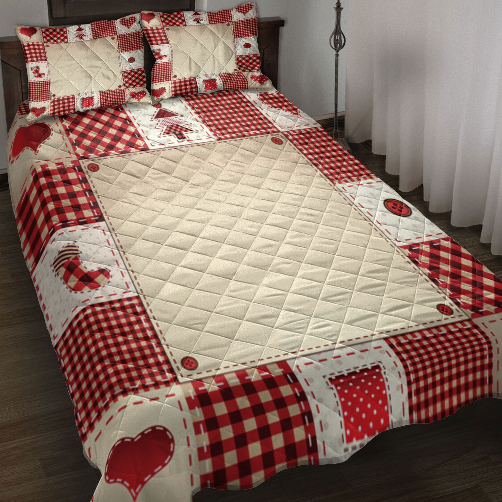 Ohaprints-Quilt-Bed-Set-Pillowcase-Christmas-Patchwork-Red-Plaid-Pattern-Unique-Christmas-Gifts-Blanket-Bedspread-Bedding-4165-Throw (55'' x 60'')