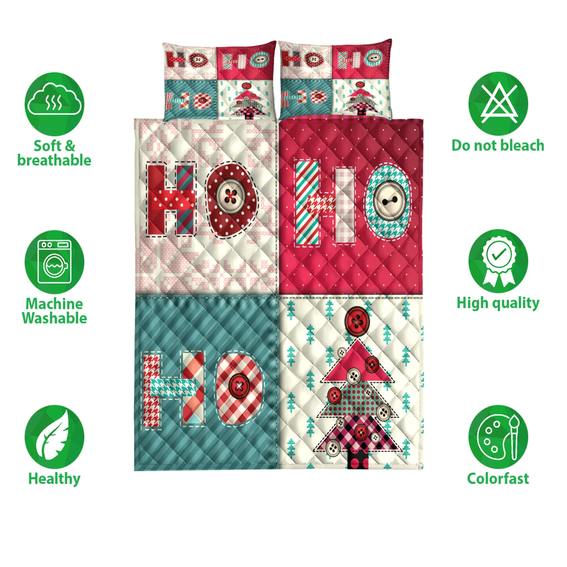 Ohaprints-Quilt-Bed-Set-Pillowcase-Christmas-Patchwork-Ho-Ho-Ho-Winter-Holiday-Unique-Christmas-Gifts-Blanket-Bedspread-Bedding-4168-Double (70'' x 80'')